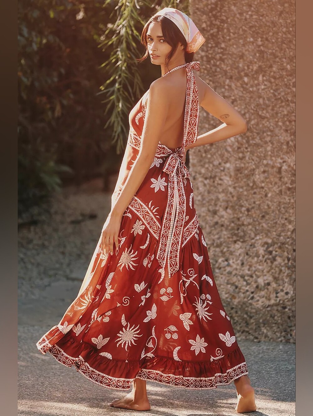NWT Anthro Celandine Halter Scarf Dress XL Boho Maxi Festival